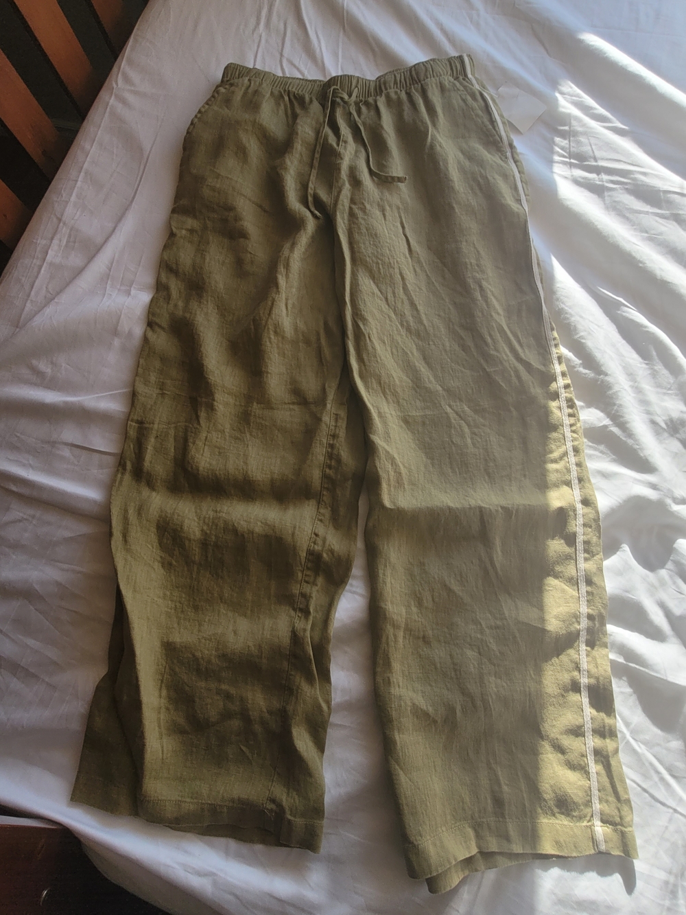 Rachel Zoe Olive Drawstring Linen Wide Leg Pants